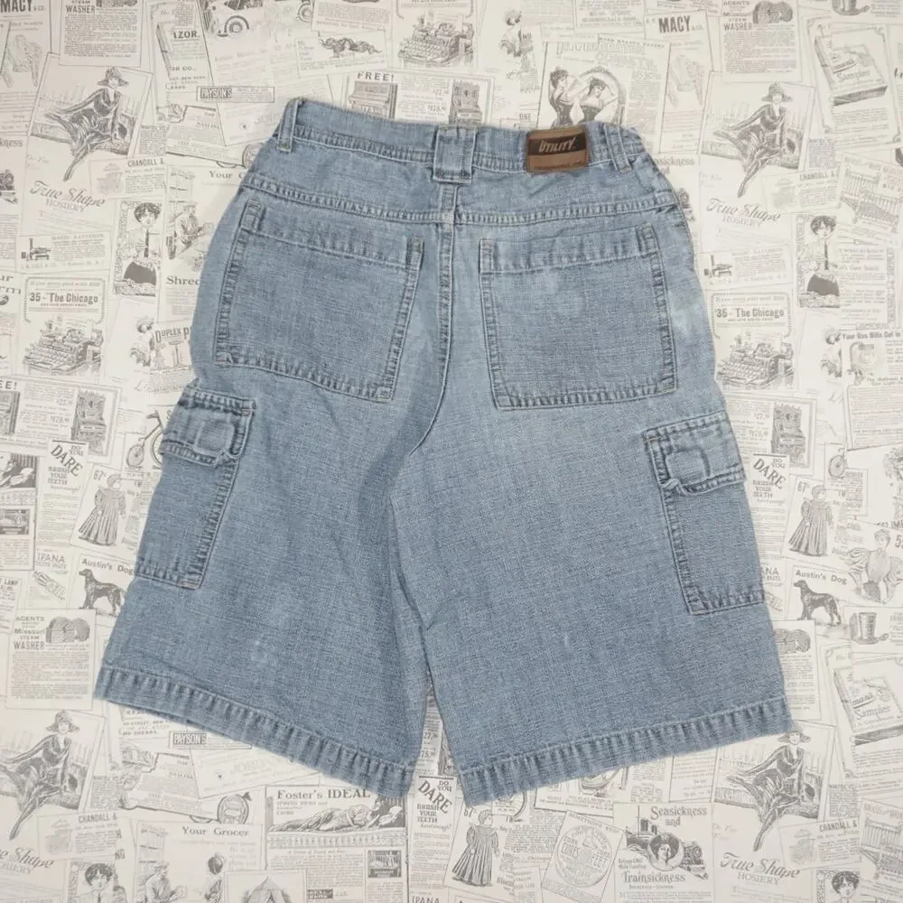 14 - Vintage Y2K Utility Shorts faded light wash cargo